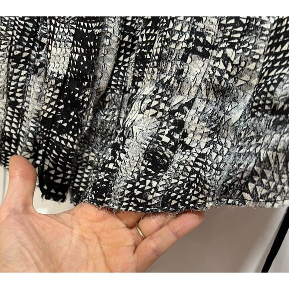 Edun Sz S 100% Silk Belted Monochrome Abstract Reptile Print Sleeveless Blouse - Picture 4 of 11